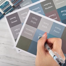 Earthy Blue Bible Tabs for Women and Men, Large Print Laminated Bible Tabs, E...