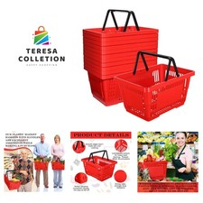 12 Pcs Shopping Baskets 20 L Plastic Store Retail Baskets with Handles 16.9 ...
