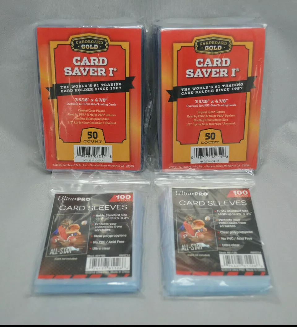 Card Saver 1 ( 100 ) Ct Cardboard Gold / Ultra Pro Sleeves ( 200 ) Ct PSA /  BGS