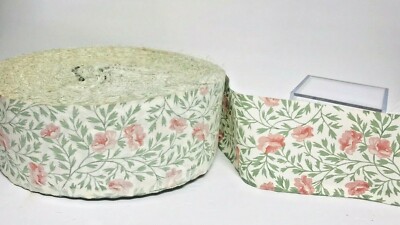 FABRIC 4'' Wide By The Yard Pink Green Floral Crafts Sewing Quilting