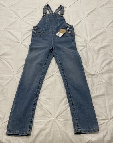 NWT! Thereabouts Denim Bib Overalls Girl's 8 Regular; Skinny Leg; Super Stretch