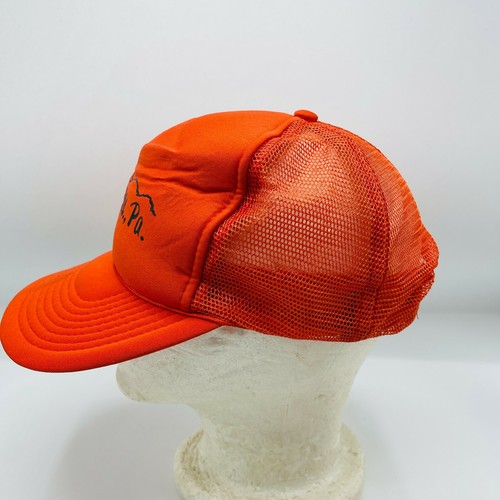 Mt Poconos PA Snap Back Trucker Hat Orange Adult S Designer Award Headwear - Picture 2 of 8