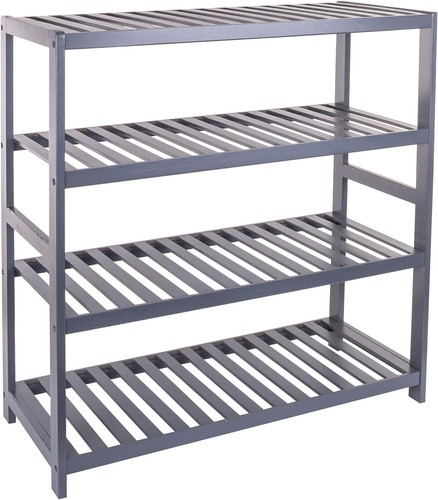4 TIER BAMBOO SHOE RACK ORGANISER STAND STORAGE SHELF UNIT natural grey white - Picture 31 of 45