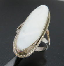 .925 STERLING SILVER MOTHER OF PEARL RING SZ 7 6.29 grams G130215-9 