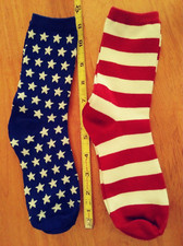 2 NEW pair USA Crew Socks, red/white/blue - Stars Stripes