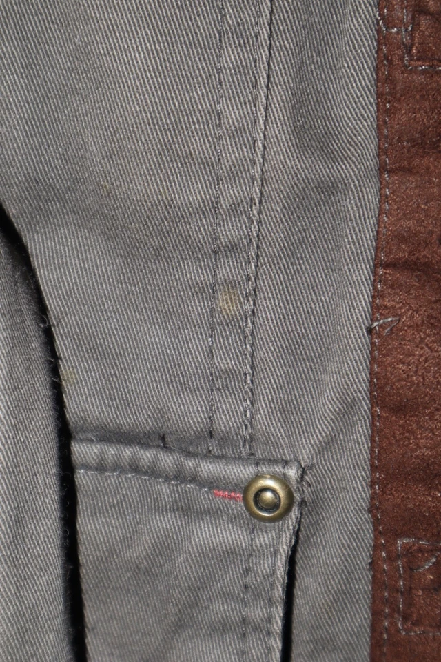 Double D Ranch Jacket Women XS Green Brown Militray Suede Patch Belted **READ** - Image 4 of 4