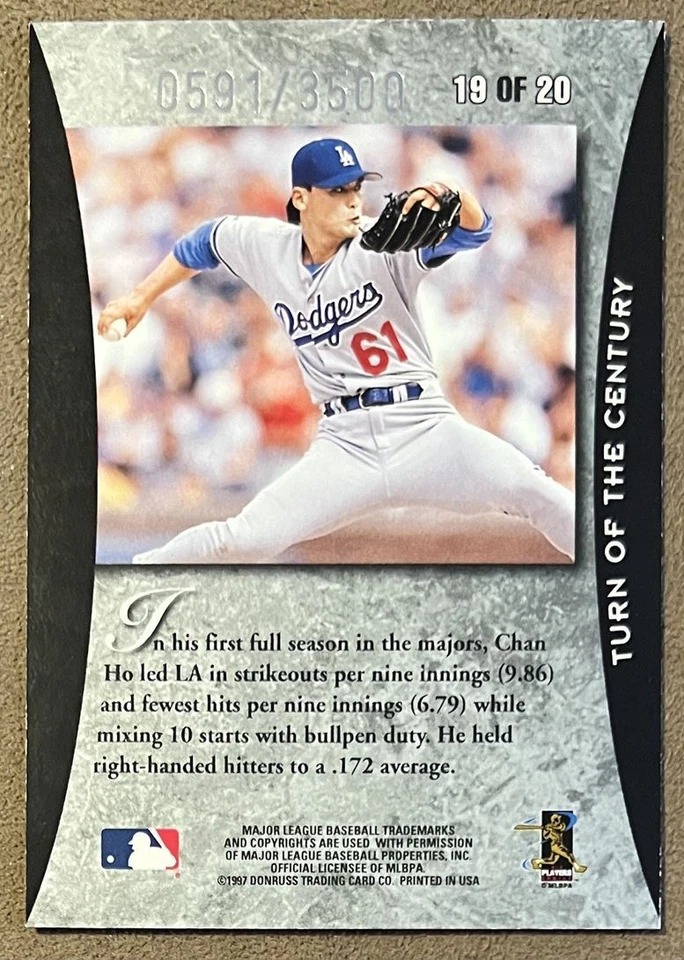 1997 Donruss Elite Turn of the Century Chan Ho Park /3500 Dodgers #19 - Image 2 of 2