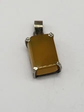 DESIGNER SIGNED STERLING SILVER AND YELLOW CALCITE PENDANT
