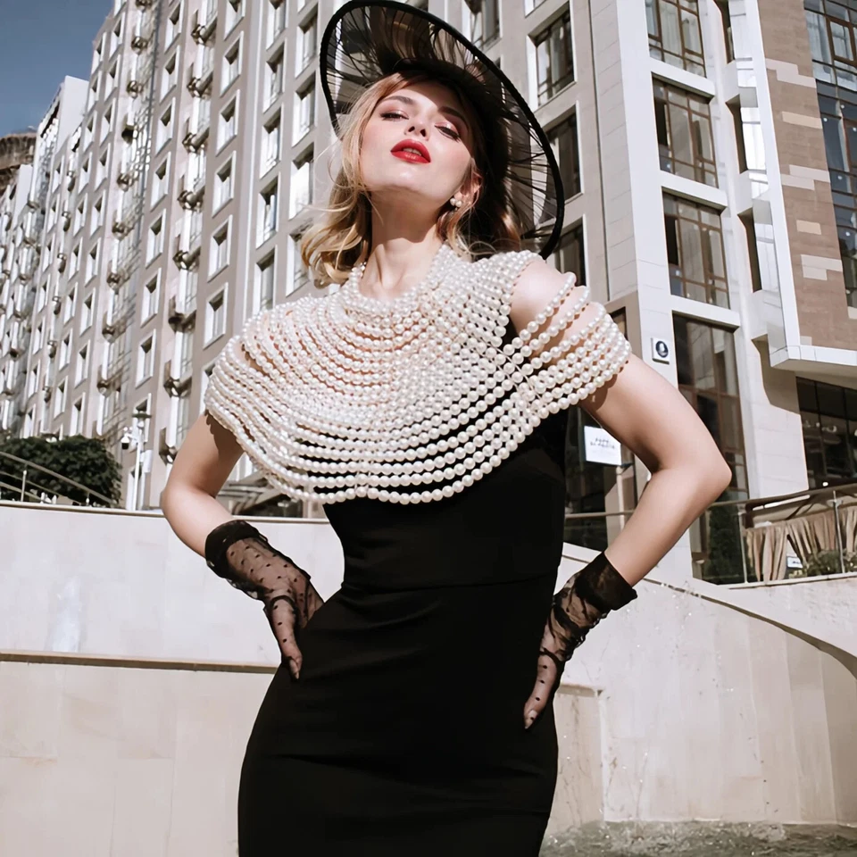 Luxury Pearls Shoulder Chain Bridal Bolero Necklace Shawl Wedding Accessories - Image 2 of 4