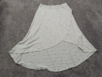 Cato A-Line Wrap Skirt Women's Large Elastic Waist Midi Striped Ivory ...