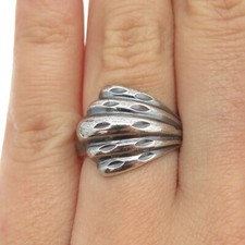 925 Sterling Silver Vintage Ribbed Ring Size 6.25