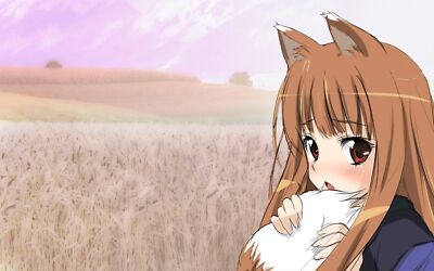 Anime holo spice wolf girls tail field landscape Playmat Game Mat Desk