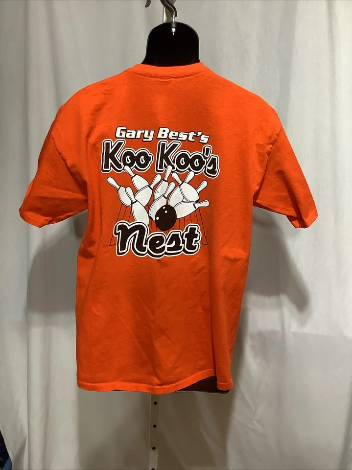 Camiseta de Bolos Vintage Gary Bests Koo Koos Nido Naranja Gráfico Grande Foto 3 de 4