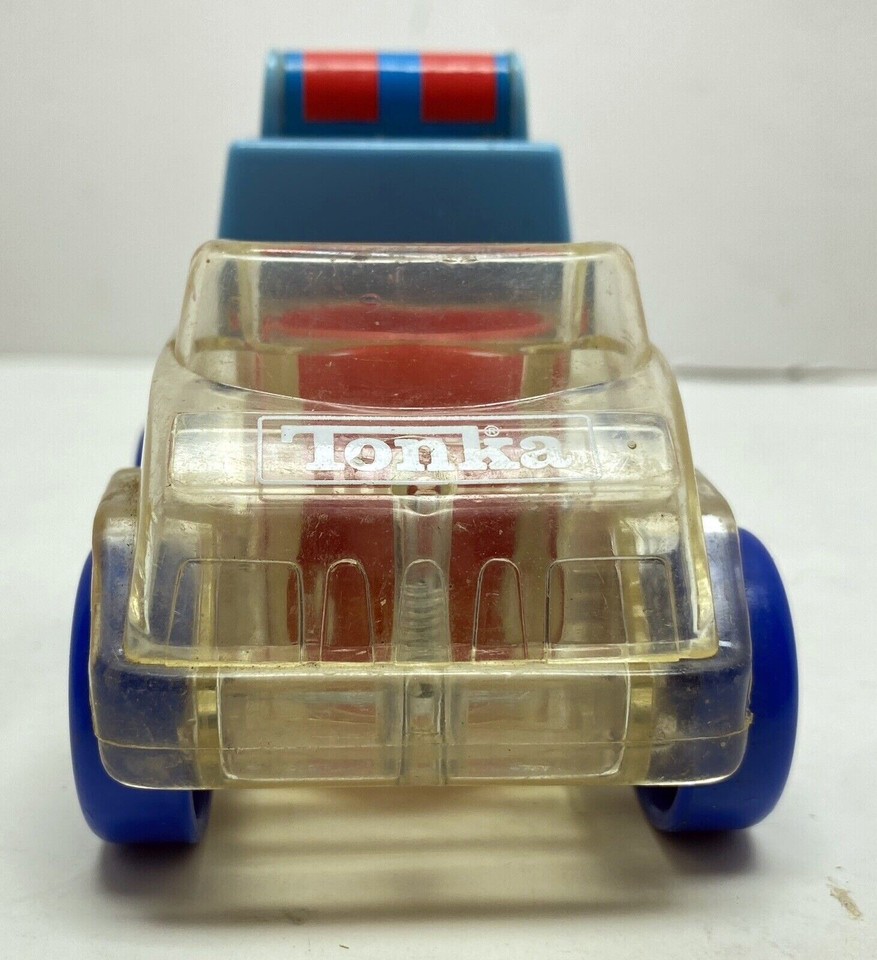 Tonka Pullback Toy Police Car 1988 W/ 3 Wooden Fisher Price Little