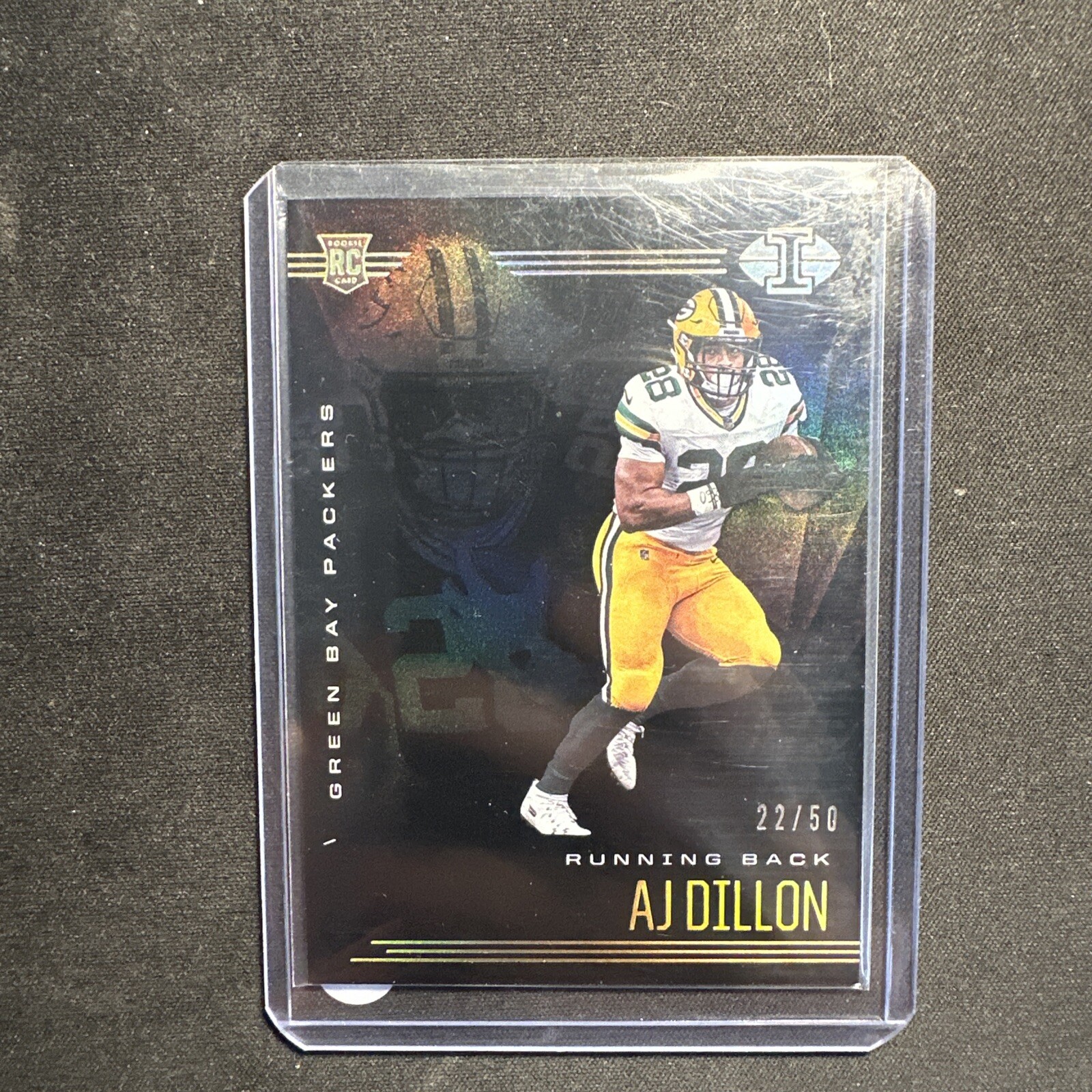 2020 Panini Illusions Trophy Collection Black /50 AJ Dillon #26 Rookie RC