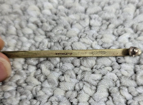 Broche prendedor de barra vintage de oro blanco de 18 quilates con monograma 'M' 3,1 gramos *LEER - Imagen 4 de 8