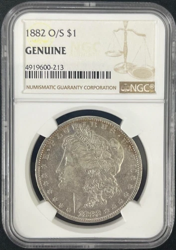 1882 O/S Morgan Silver Dollar $1 NGC Genuine Very Rare