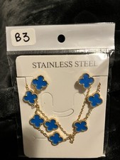 Necklace earrings bracelet set 18k plated stainless steel