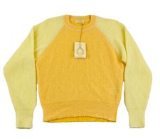 STINE GOYA Yellow Colorblock Mohair Blend Crewneck Knit Sweater Size S NWT