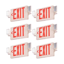 6 Pack LED Exit Sign Emergency Light Compact Combo Signs Battery Backup