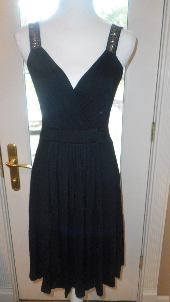 ANTHROPOLOGIE BY VELVET Sz S Black Rhinestones V-Neck Empire Waist Dress |  eBay UK