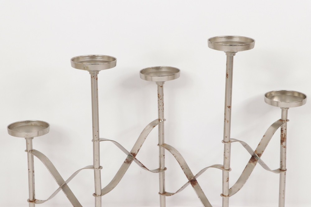 Vintage 70s Mid Century Modern MCM Steel 5 Piece Rotating Candle Holder - Thumbnail 5