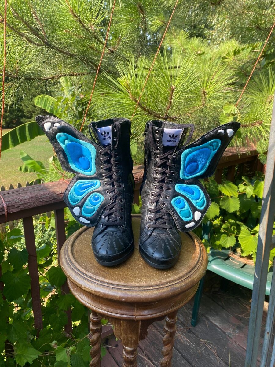 US size 7 Adidas Originals Jeremy Scott BLACK Buterfly Wings US size 7 Adidas Originals Jeremy Scott BLACK Buterfly Wings