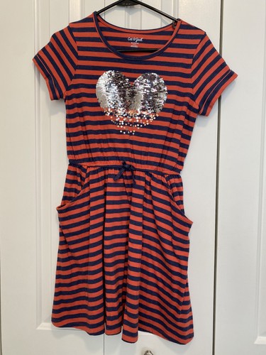 Cat and Jack Sequin Flip Heart Girls Kids Dress Size XL(14/16)