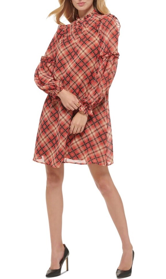 tommy hilfiger chiffon shift dress $139 Tommy Hilfiger Chiffon Shift Dress 12 Beige/brown Floral Raffle Line $139