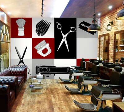 3D Scissors J418 Hair Cut Barber Shop Wallpaper Mural Wall Print Murals Honey