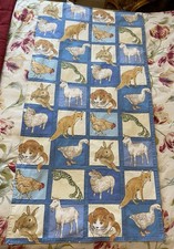 Vintage Handmade Block Farm Animal Print Nursery Panel/Quilt/Wall Hanging