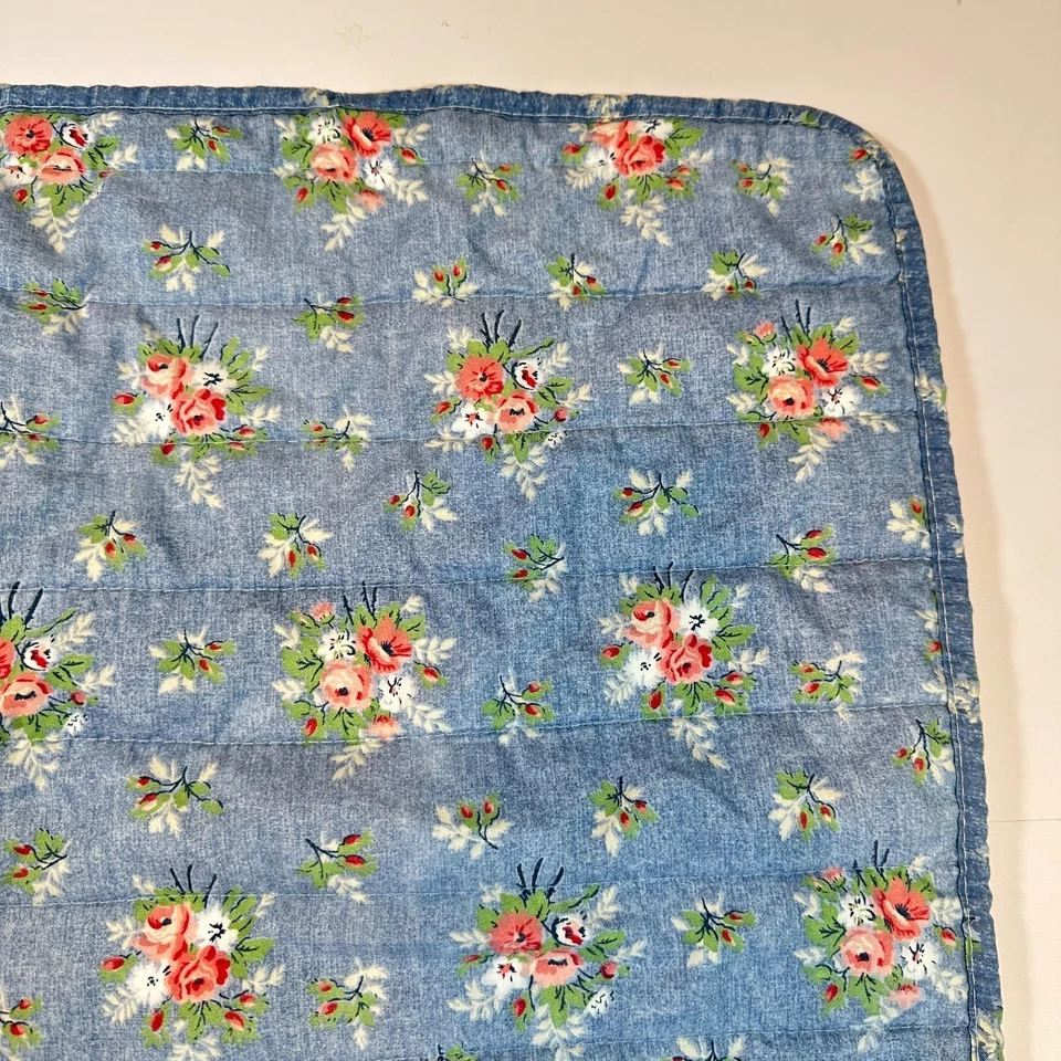 Almohada acolchada reversible floral Shabby Chic 21"x27" azul rosa Cottagecore Foto 2 de 4