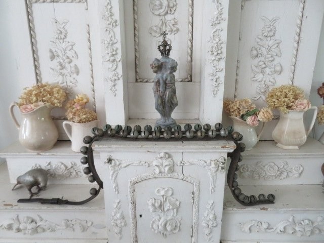 FABULOUS Old Antique Brass Horse SLEIGH BELLS on Leather Strap 49 Bells 2 Pieces