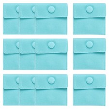 12Pcs Velvet Jewelry Pouches with Snap Button 2.8"x2.8" Light Green
