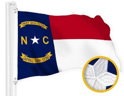 Embroidered SEWN DOUBLE SIDED North Carolina State Flag 3x5Ft Polyester NC Flag