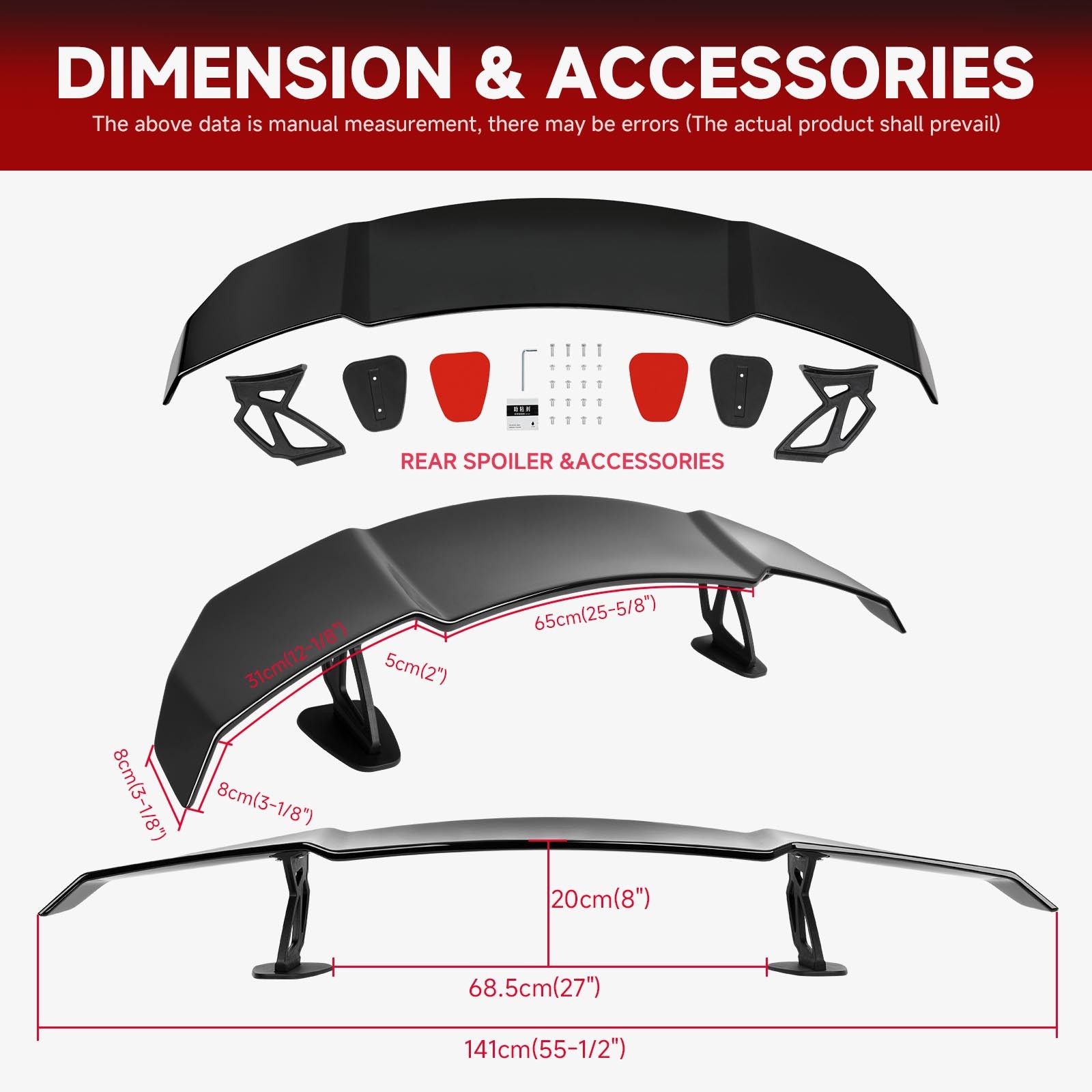 55" GT-Style Rear Trunk Spoiler Racing Wing Lip Glossy For Maserati Quattroporte