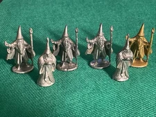 6 Vintage Dungeons & Dragons Ral Partha Pewter Wizard Merlin Figurines HTF