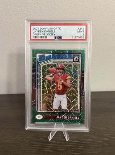 2024 Panini Donruss Optic Rated Rookie Jayden Daniels #248 Green Velocity PSA 9