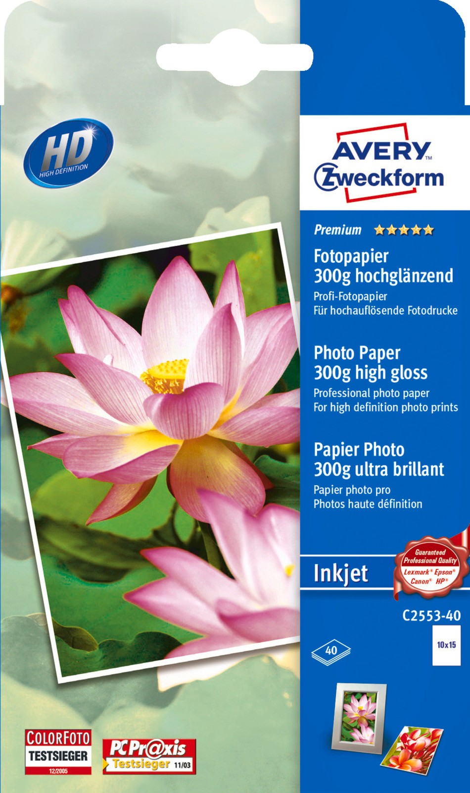 Струйная фотопленка AVERY ZWECKFORM C2553-40 100 x 150 мм 40 шт 2290₽