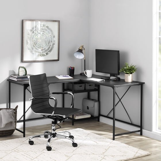 Mainstays Convertible Desk w/Storage Shelf Charcoal 2-Way Home
