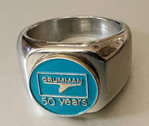 Vtg Aviation Employee Ring: GRUMMAN AVIATION 50th Anniversary Blue Eagle; Sz-12