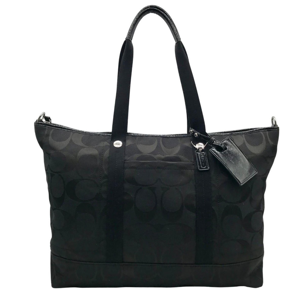 Coach Black Monogram Canvas Signature C Boston Bag F77284 | eBay