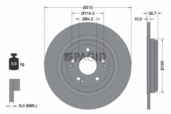 2X Pagid Bremsscheibe 56061NC FüR Honda Cr 5 Zr Awd RW2 Vtec RW1 Cvt Hybrid RT5-image