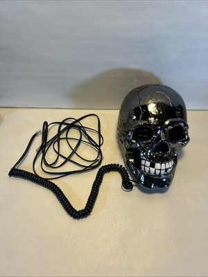 Novelty Telephones Skull Phone Corded Telephone Black Redial Flash
