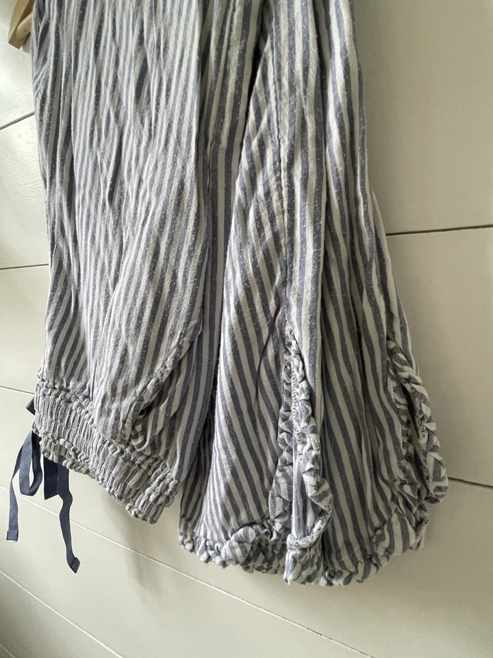 Aerie Small Striped Tie Waist Lounge Pants Navy White Pajamas Bottoms Cotton - Image 4 of 4