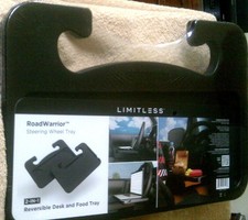 NEW ROAD WARRIOR STEERING WHEEL TRAY 16.5 in X 11 in CAR SNACK WORK TABLE 