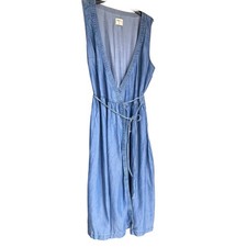 GAP maxi true wrap sleeveless blue chambray lightweight coastal dress sz XS