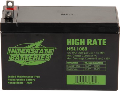 Interstate Batteries 12V 9Ah High Rate Battery (Nut & Bolt Terminal) SLA AGM ...