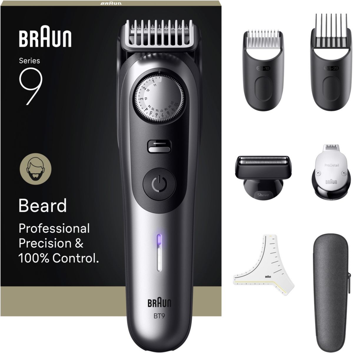 Tondeuse barbe Braun BT9520 electrique rechargeable avec sabots de precision