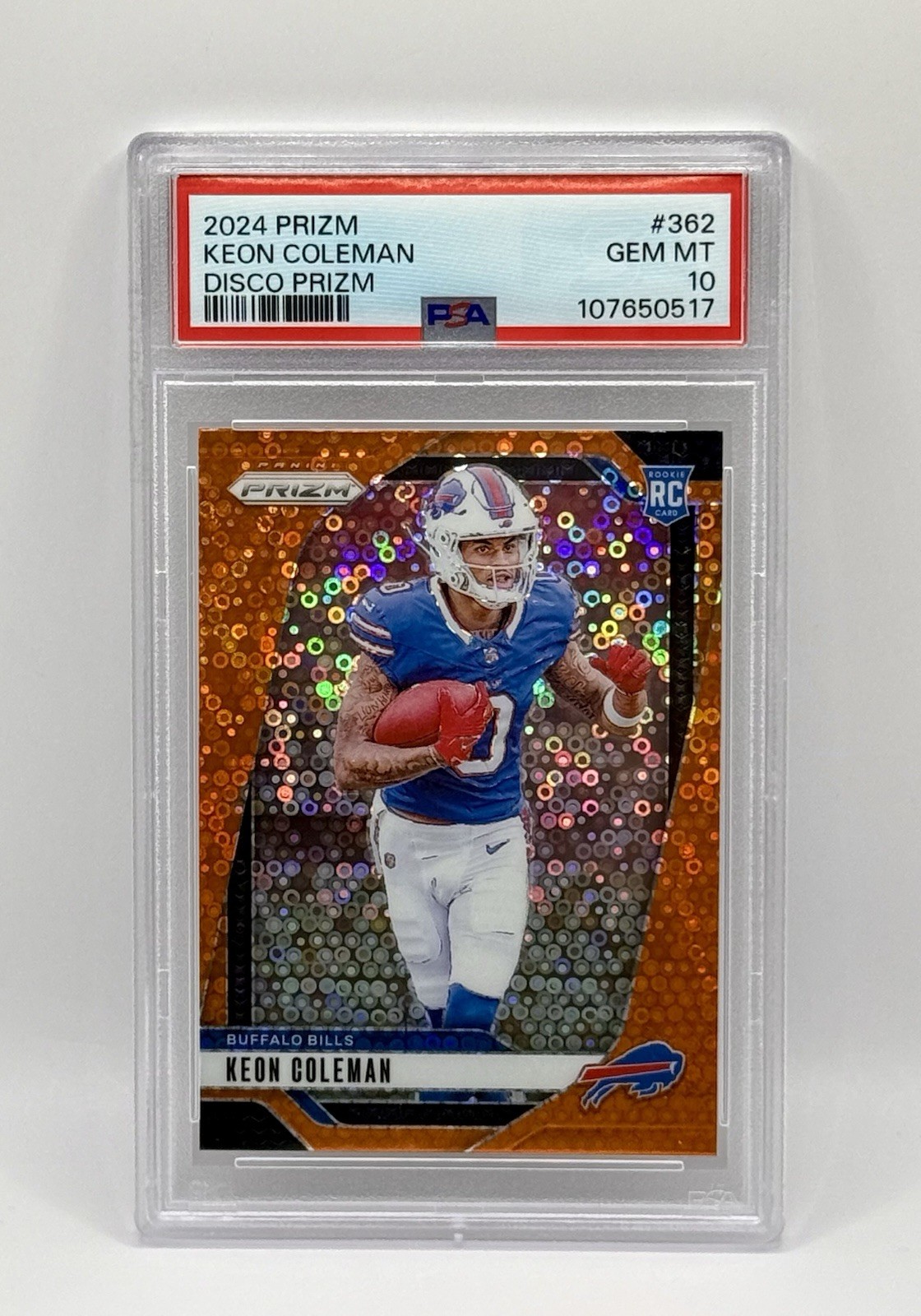 2024 Prizm Keon Coleman Disco Prizm Rookie PSA 10 GEM MT #362 BILLS